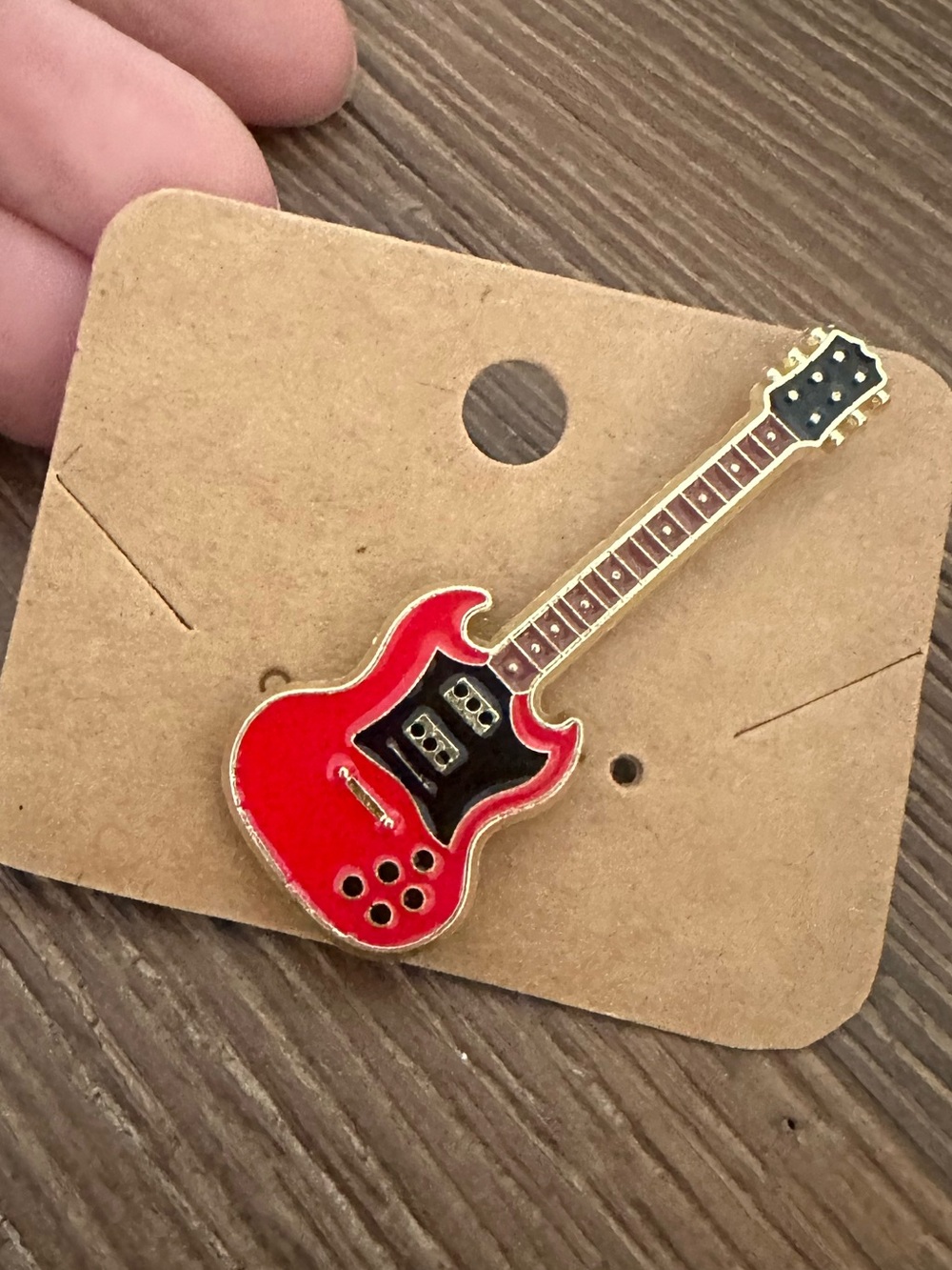 Red Electric Guitar Enamel Pin